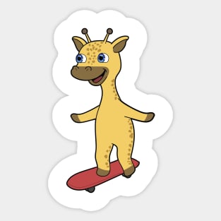 Giraffe as Skater with Skateboard Sticker